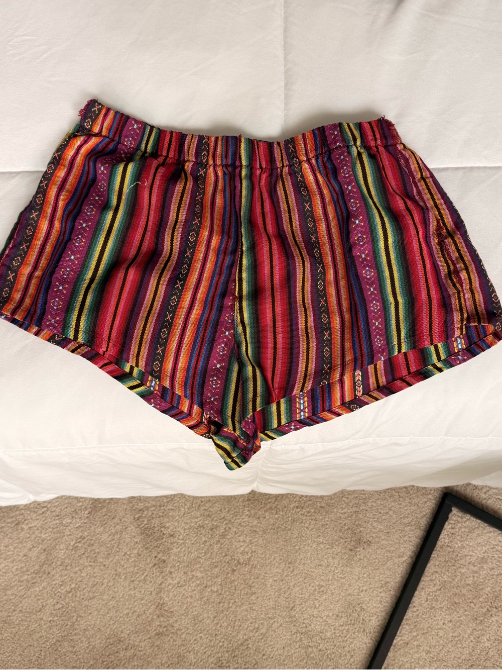 Forever 21 Multistripe Elastic-Waist Shorts in Red, Green & Yellow